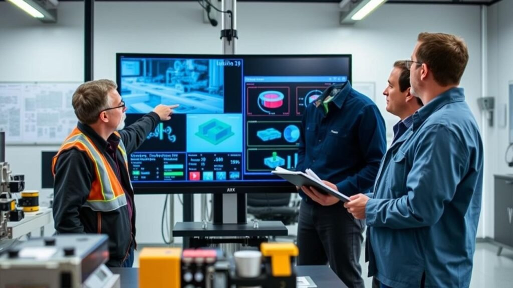 Engineers Monitoring an Automated Vision Inspection System