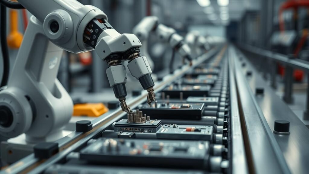 Autonomous Guided Vehicles (AGVs) Transporting Materials in a Factory