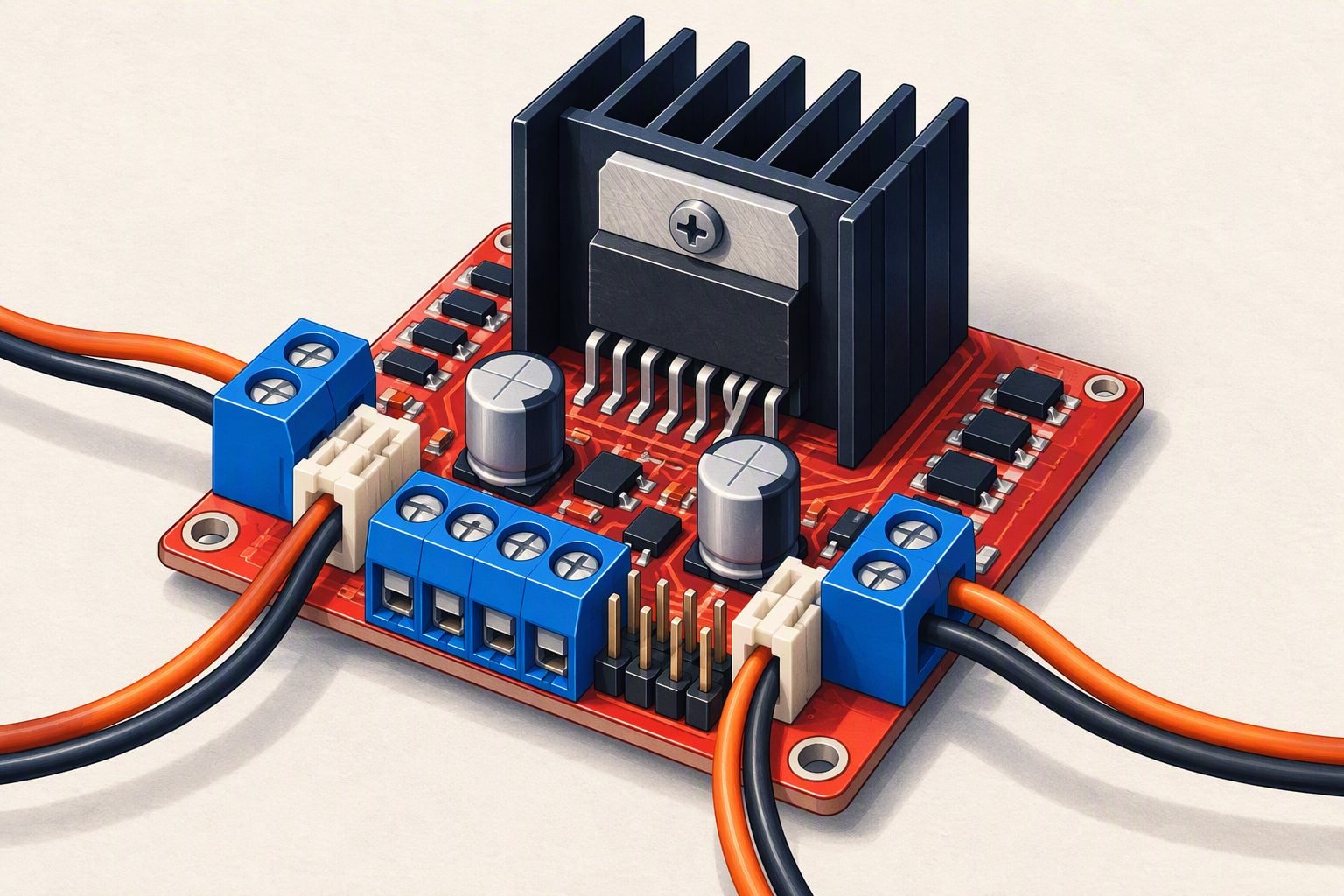L298N and TB6612FNG motor driver modules side by side on a bench