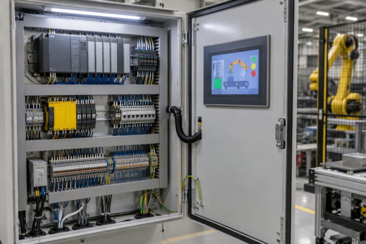 Robot Cell Control Architecture: PLC, HMI and SCADA