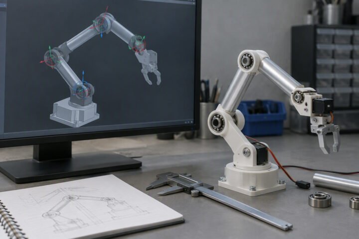 Robot arm design: CAD, joints and materials