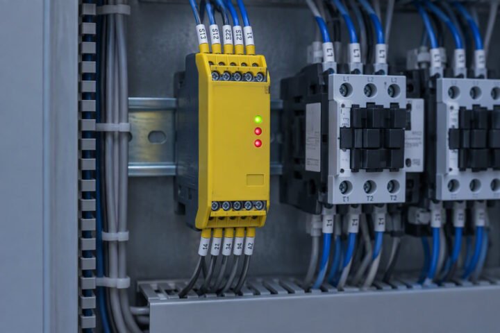 Safety relay wiring for robot cells: channels and reset