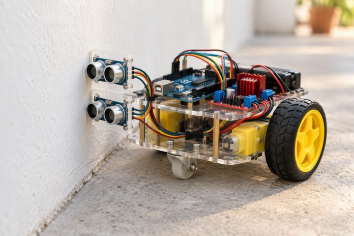 Wall following robot with Arduino: sensor placement and steering code